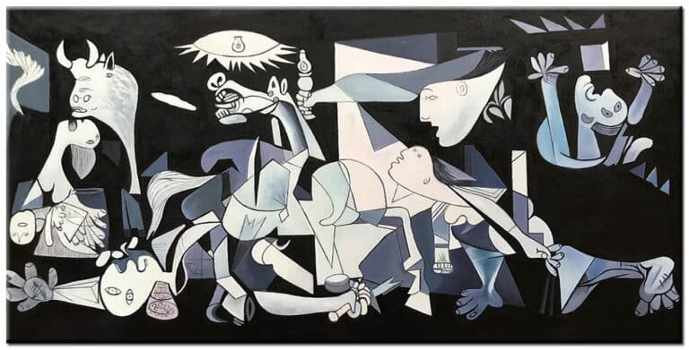 Handgeschilderde reproductie van Guernica van Pablo Picasso – beroemd zwart-wit meesterwerk