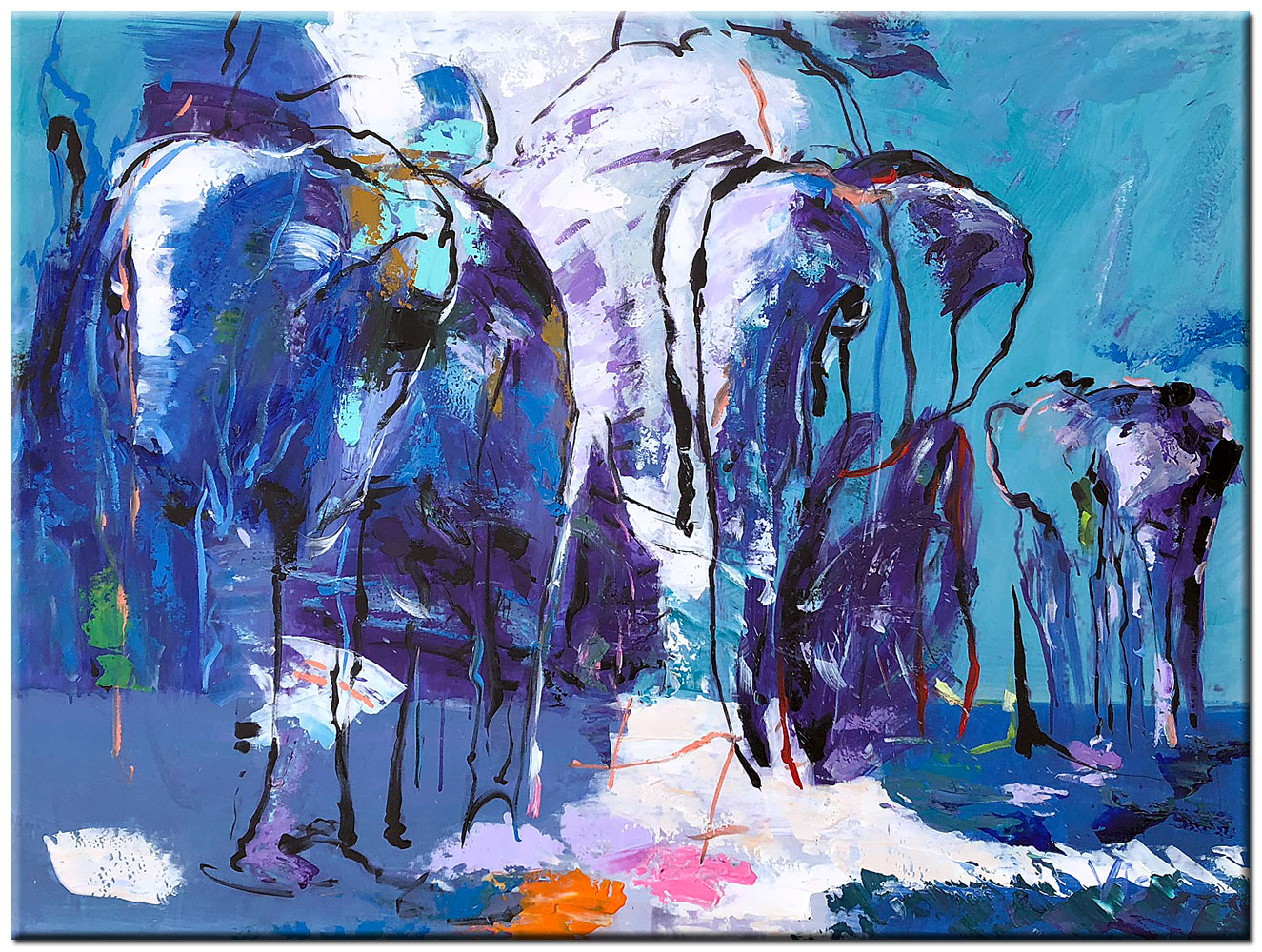 Olifanten modern schilderij 120x90cm