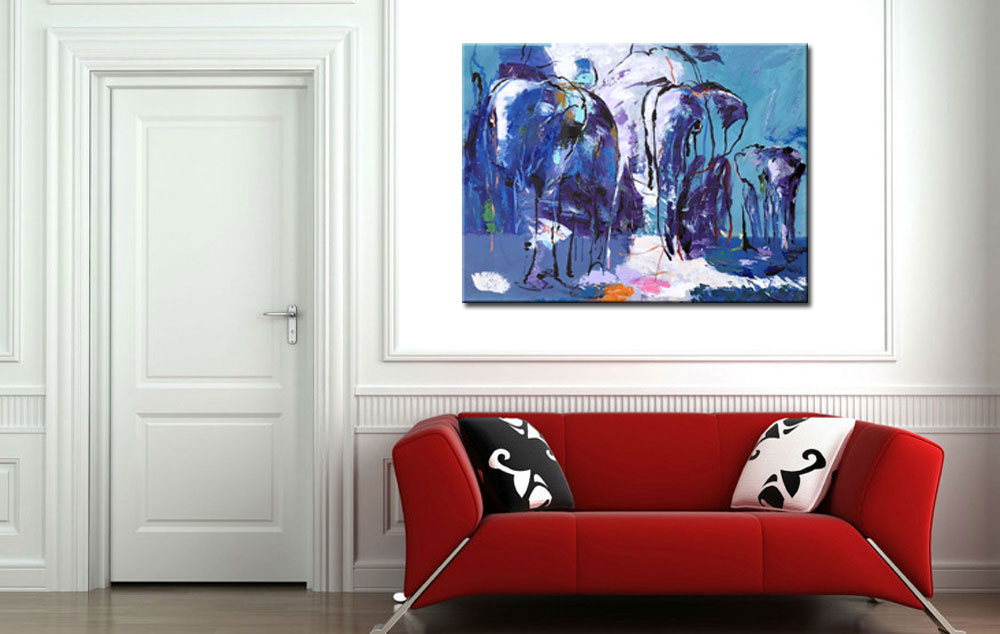 Olifanten modern schilderij 120x90cm - Afbeelding 4
