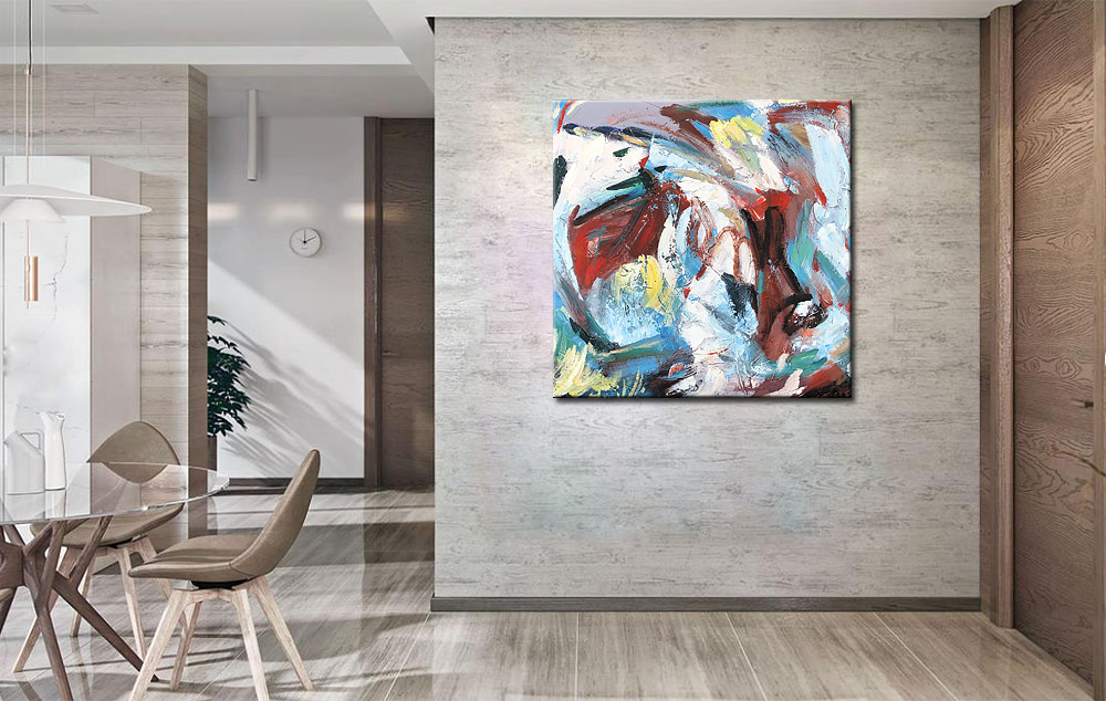 Confus Partout abstract schilderij 100x100cm - Afbeelding 4