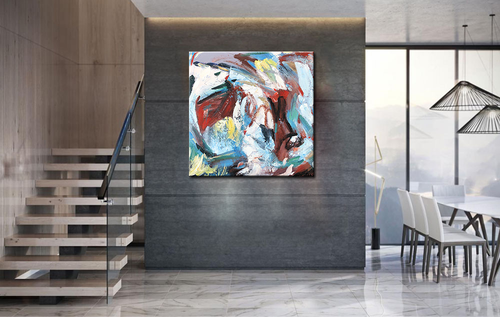 Confus Partout abstract schilderij 100x100cm - Afbeelding 3