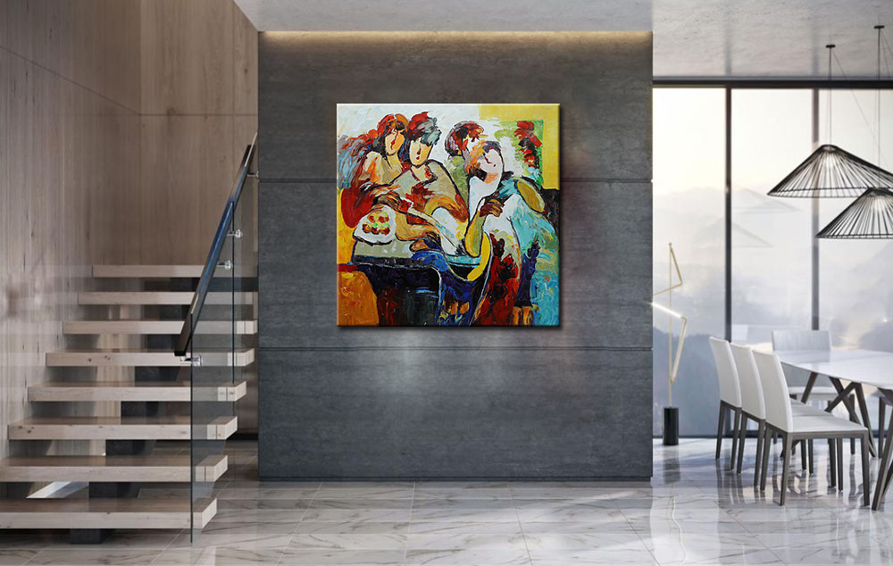 Aan Tafel modern schilderij - Afbeelding 4