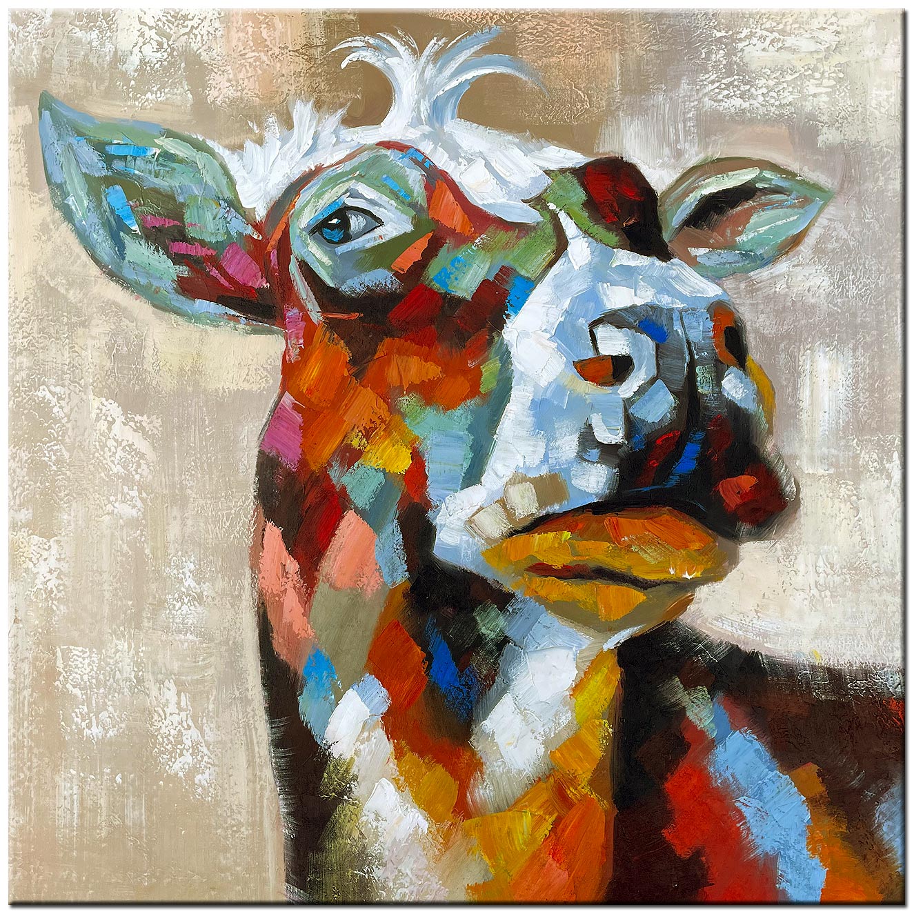 Hollandse Koe modern schilderij 100x100cm