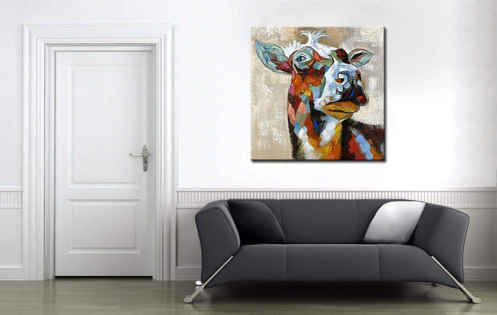Hollandse Koe modern schilderij 100x100cm - Afbeelding 4