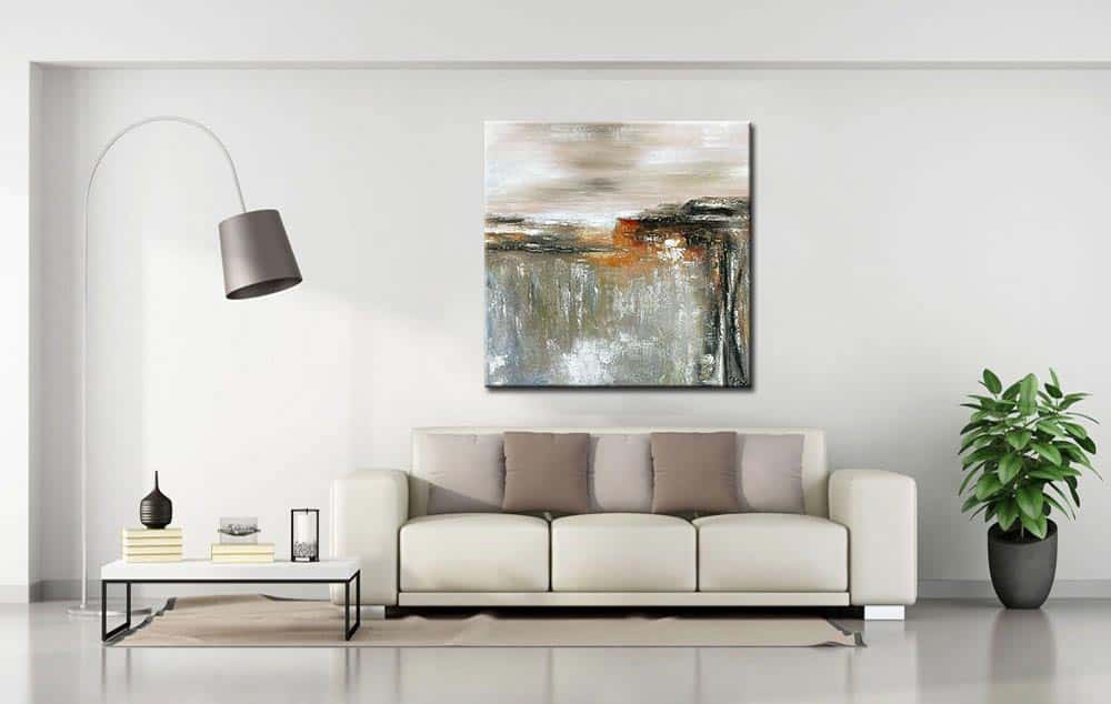Colored Gray abstract schilderij 100x100cm - Afbeelding 3