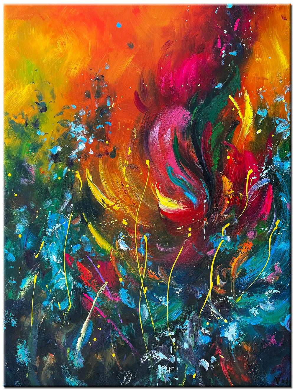 Emily modern bloemen schilderij 90x120cm