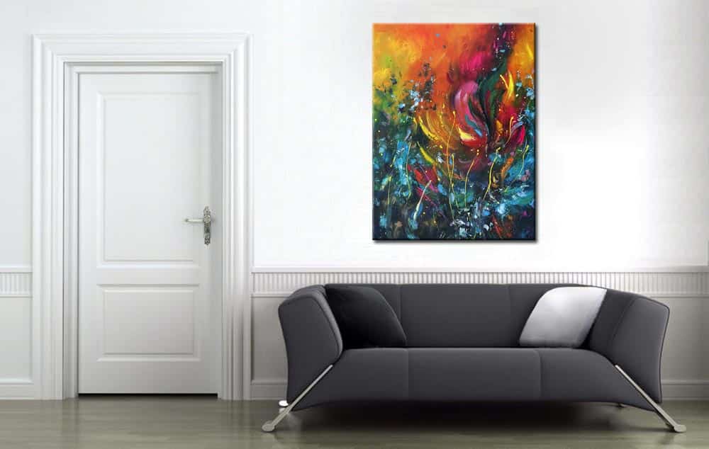 Emily modern bloemen schilderij 90x120cm - Afbeelding 4