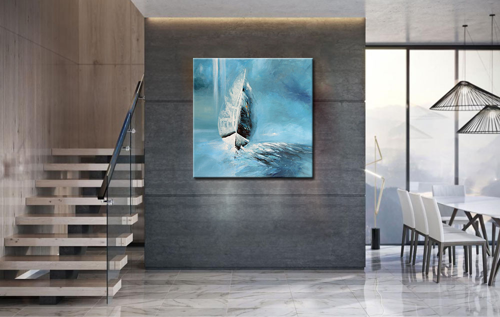 Boot modern schilderij 100x100cm - Afbeelding 4