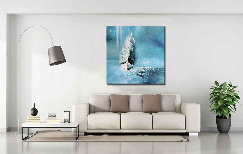 Boot modern schilderij 100x100cm - Afbeelding 2