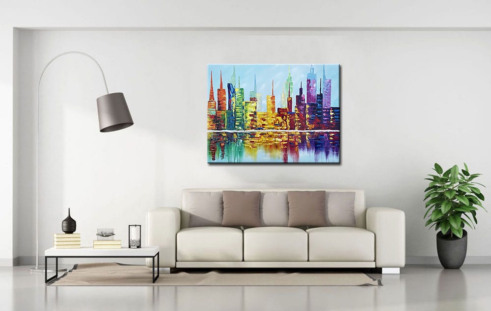 Kleurrijke stad modern schilderij 120x90cm - Afbeelding 4