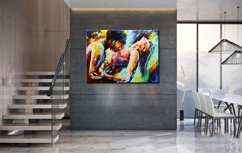 Erotisch Paar modern schilderij 120x90cm - Afbeelding 3