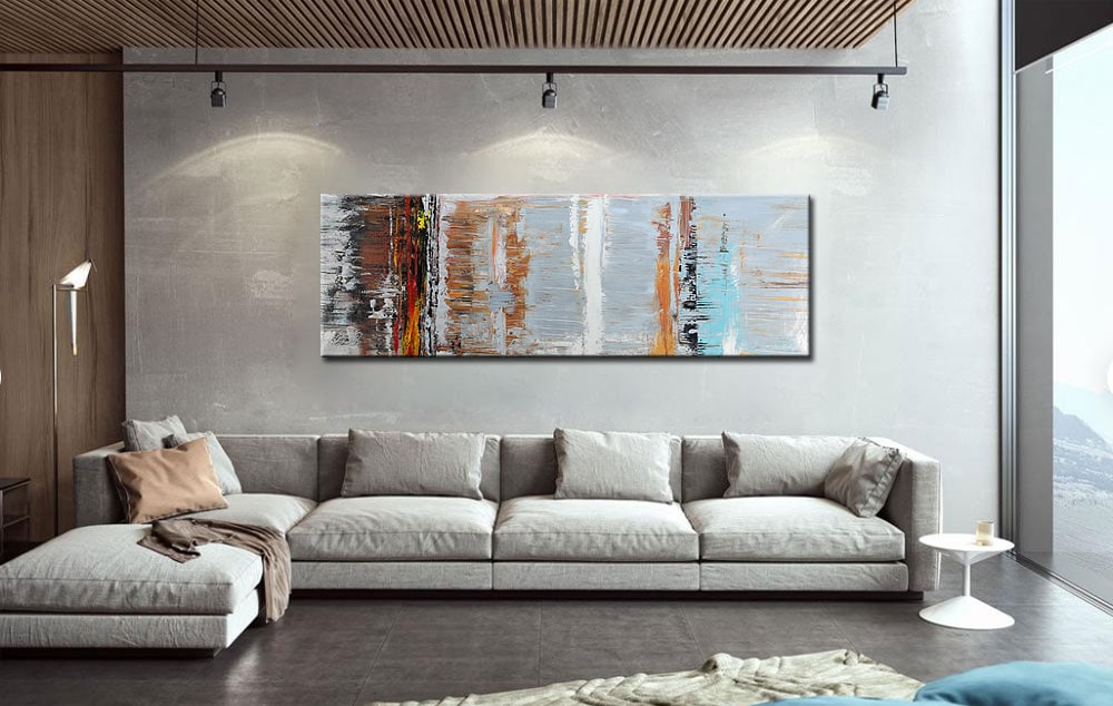 Abstract schilderij Kleurige Spiegeling 180x60cm - Afbeelding 3
