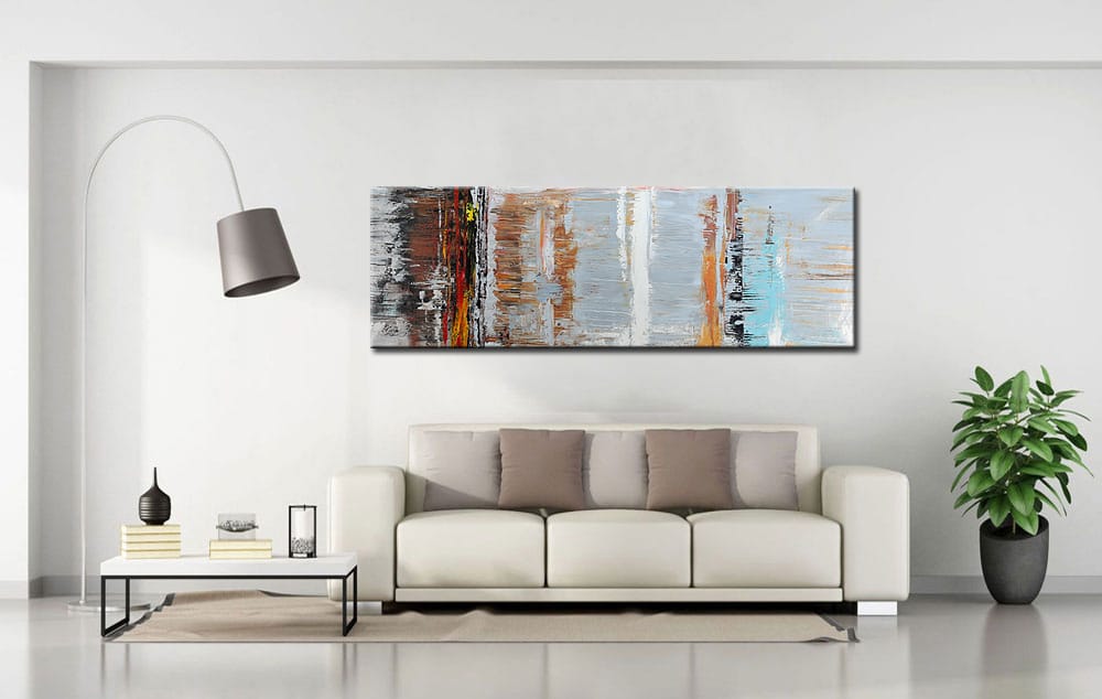 Abstract schilderij Kleurige Spiegeling 180x60cm - Afbeelding 2