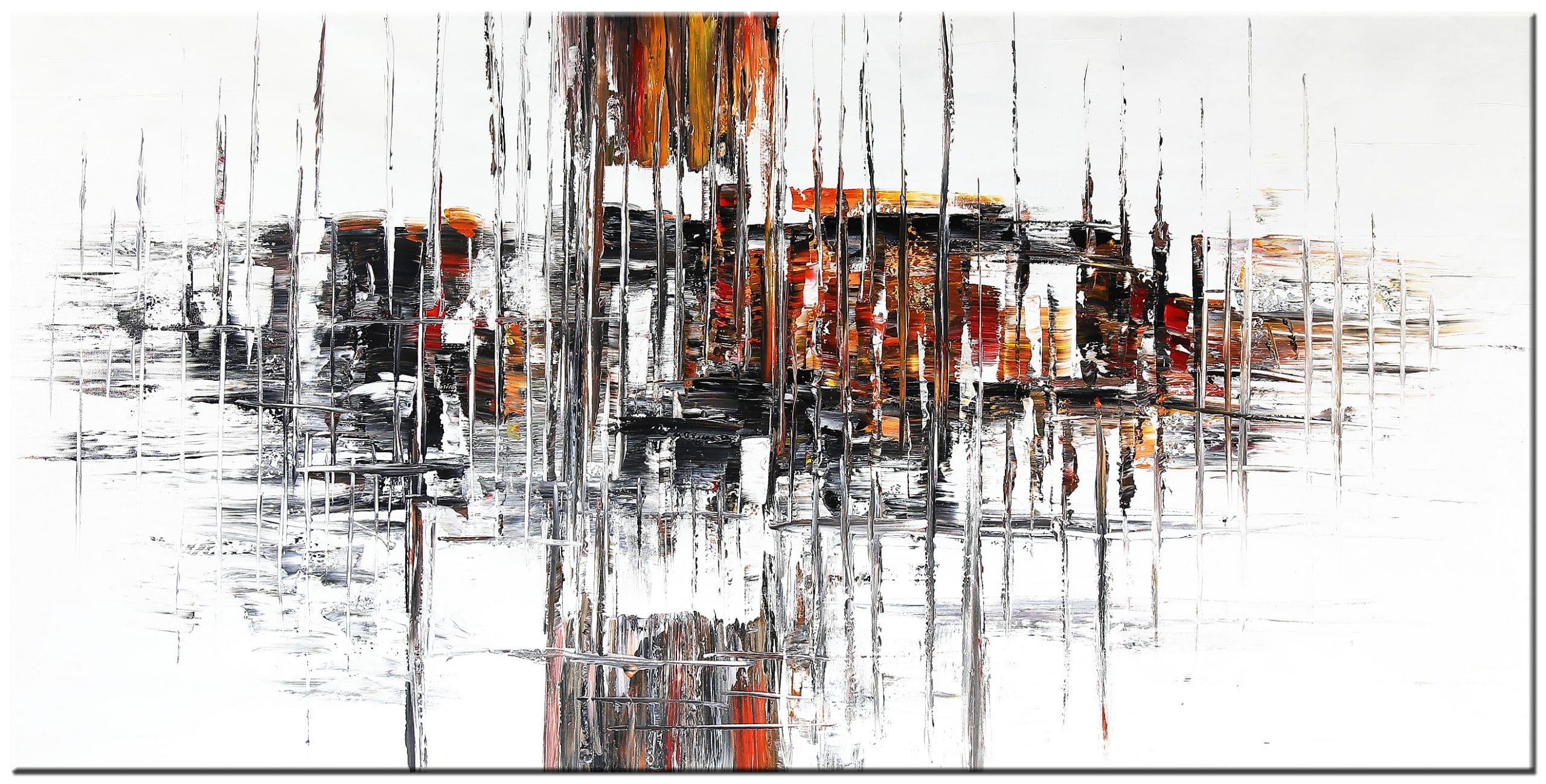 Abstract schilderij Ritme van Lijnen 180x90cm