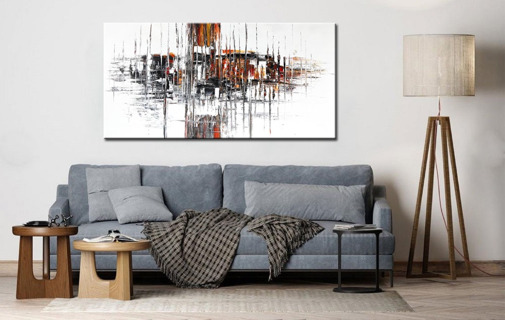 Abstract schilderij Ritme van Lijnen 180x90cm - Afbeelding 4