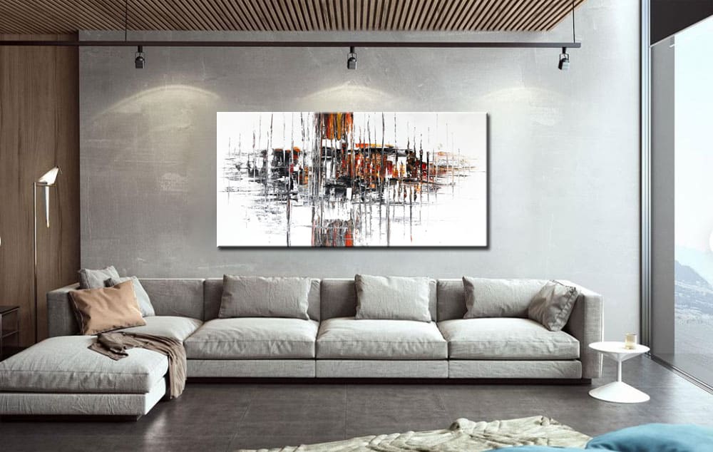 Abstract schilderij Ritme van Lijnen 180x90cm - Afbeelding 3