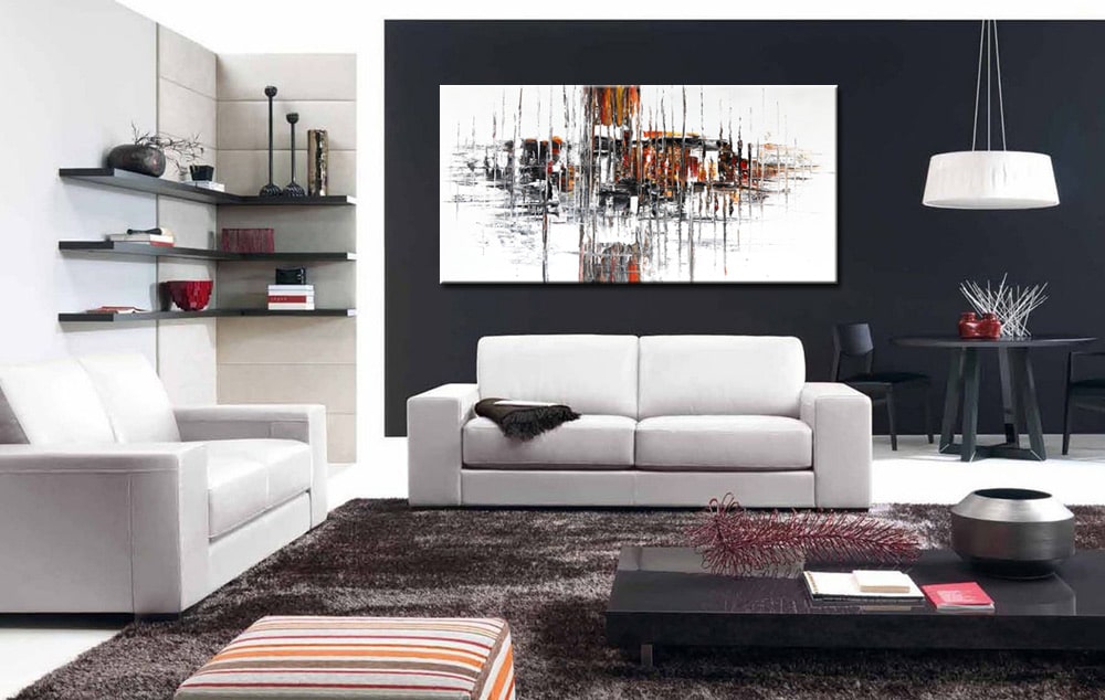 Abstract schilderij Ritme van Lijnen 180x90cm - Afbeelding 2