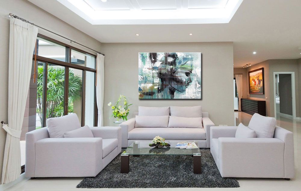 Vrouwen schilderij Gedachtenstroom 120x90cm - Afbeelding 2