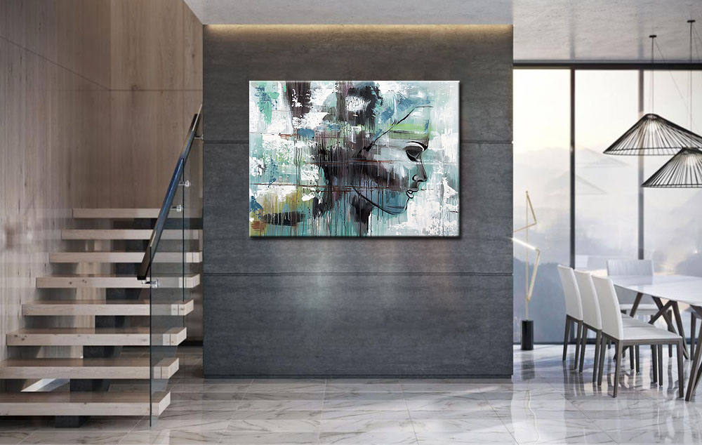 Vrouwen schilderij Gedachtenstroom 120x90cm - Afbeelding 4