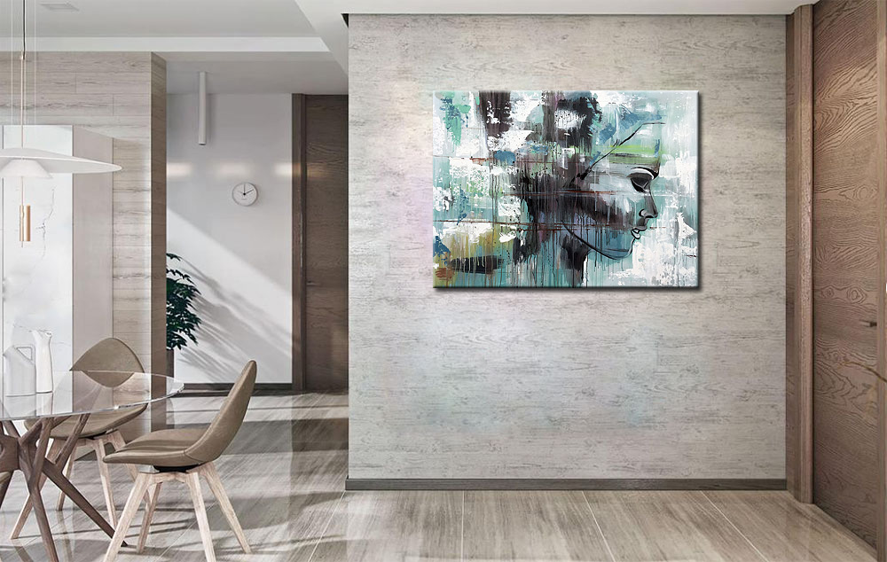 Vrouwen schilderij Gedachtenstroom 120x90cm - Afbeelding 3