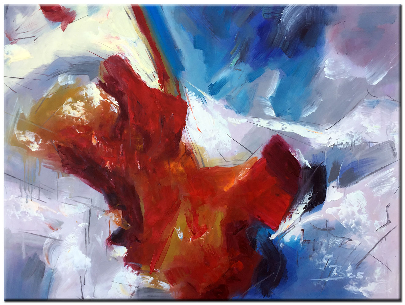 Hartklopping abstract schilderij 120x90cm