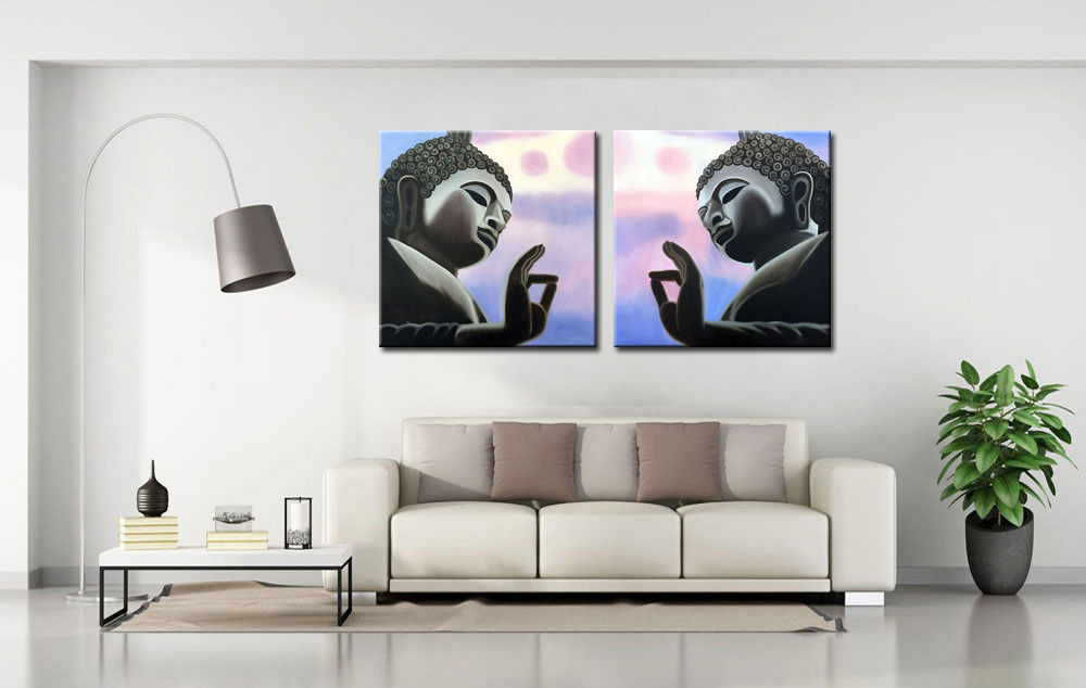 Boeddha modern tweeluik schilderij - Afbeelding 2