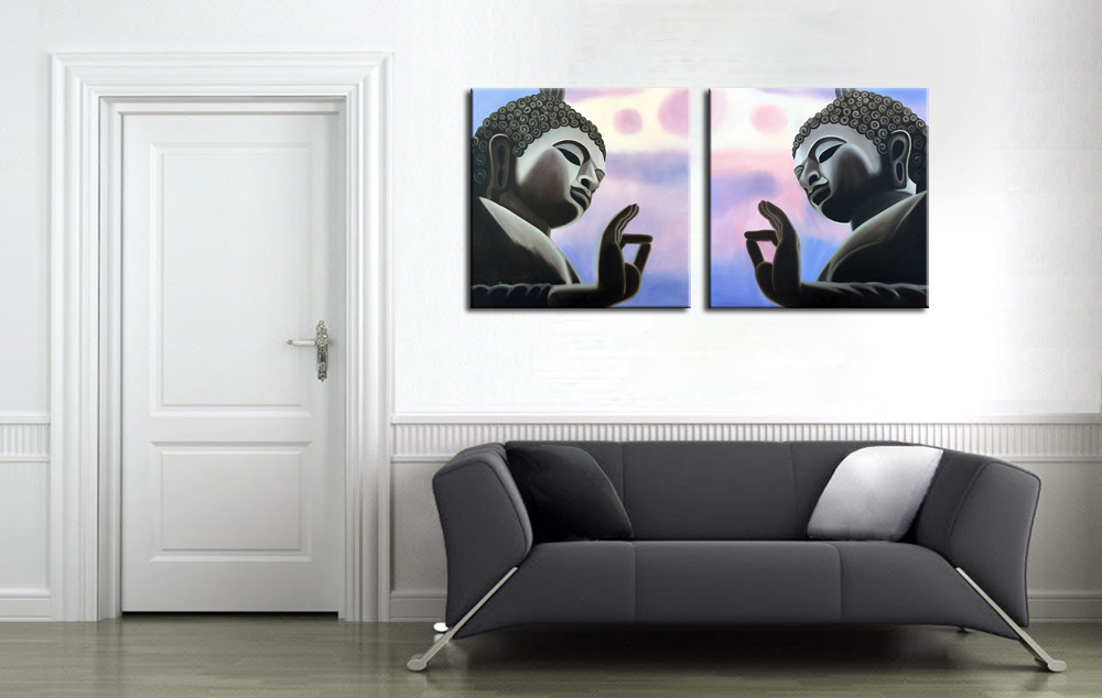 Boeddha modern tweeluik schilderij - Afbeelding 3