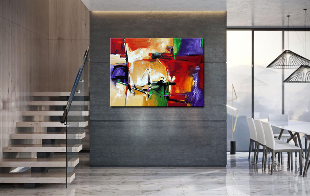 Kleurenspel abstract schilderij 120x90cm - Afbeelding 3