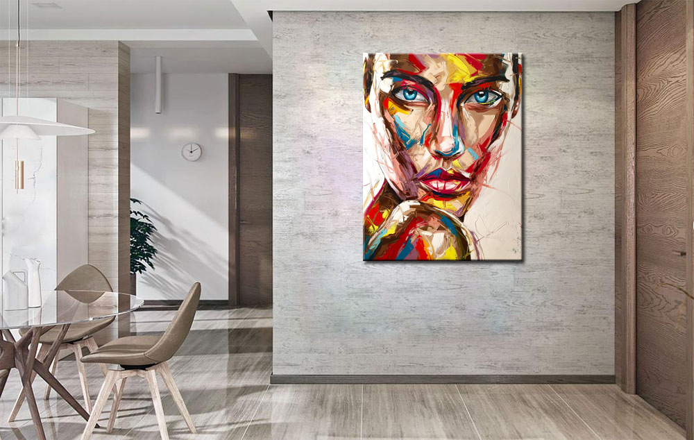 Blik van Kleur dame modern schilderij 90x120cm - Afbeelding 4