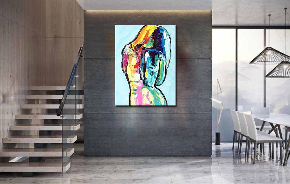 Erotisch schilderij Colorful Woman 90x120cm - Afbeelding 3