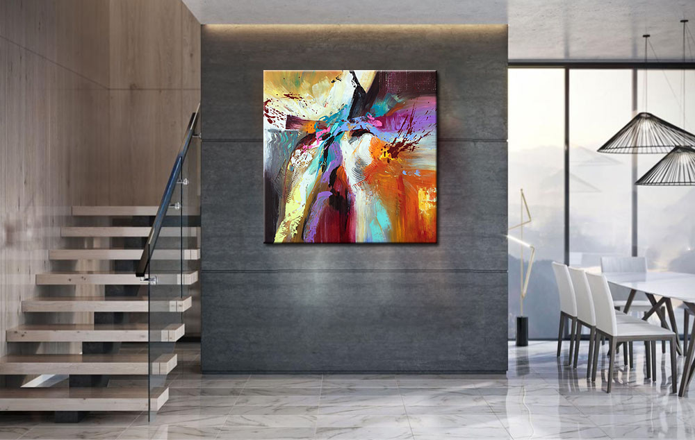 Abstract schilderij Flashback 100x100cm - Afbeelding 4