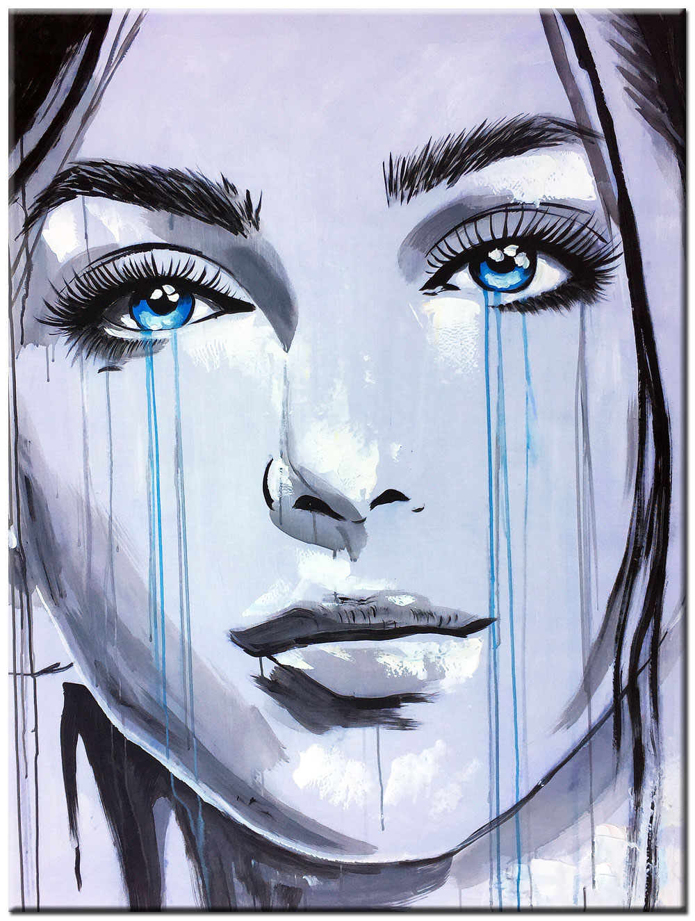 Vrouwen schilderij Tranen van Blauw 90x120cm