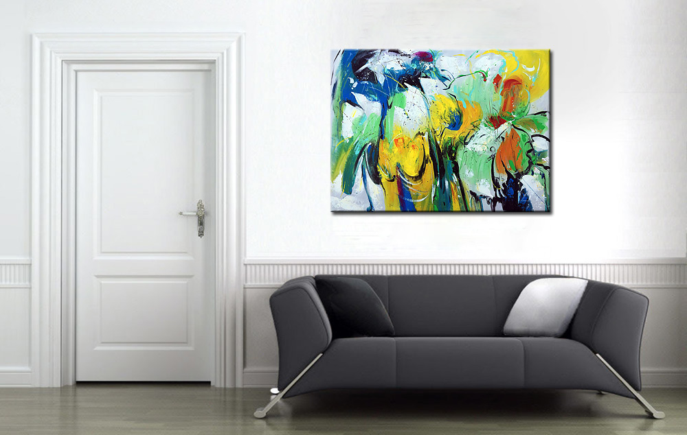 Abstract schilderij Bloemenzee 120x90cm - Afbeelding 3