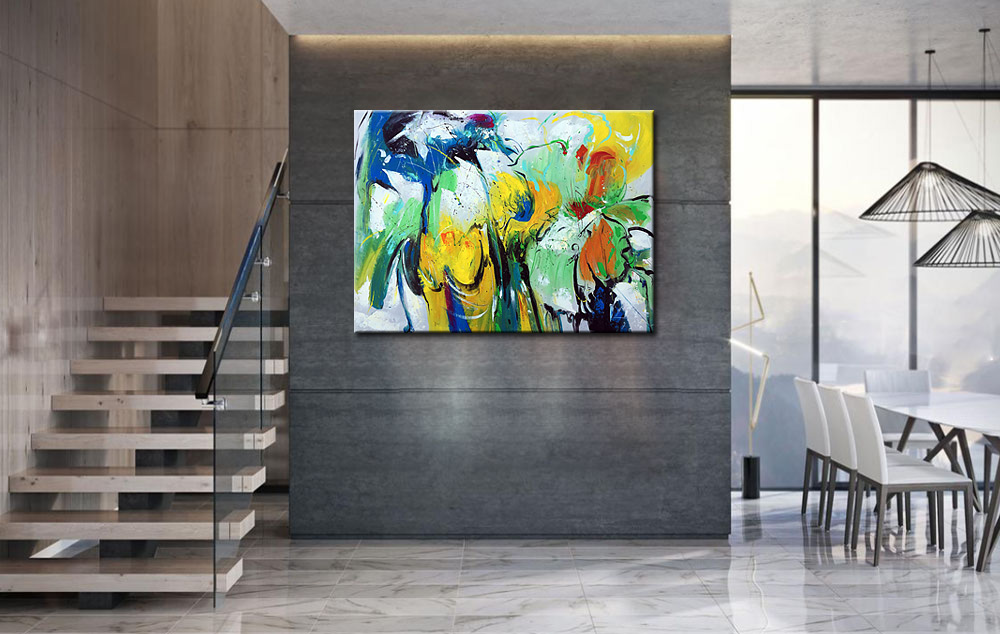 Abstract schilderij Bloemenzee 120x90cm - Afbeelding 4