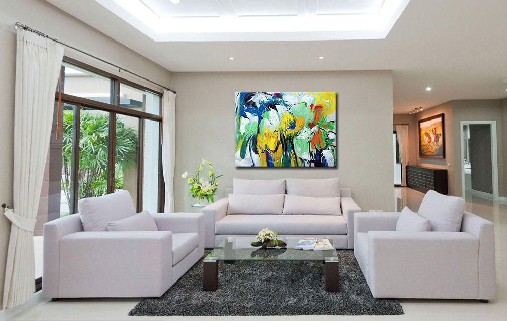 Abstract schilderij Bloemenzee 120x90cm - Afbeelding 2