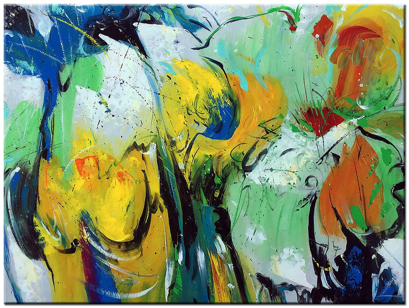 Bloemenzee abstract modern schilderij 100x80cm