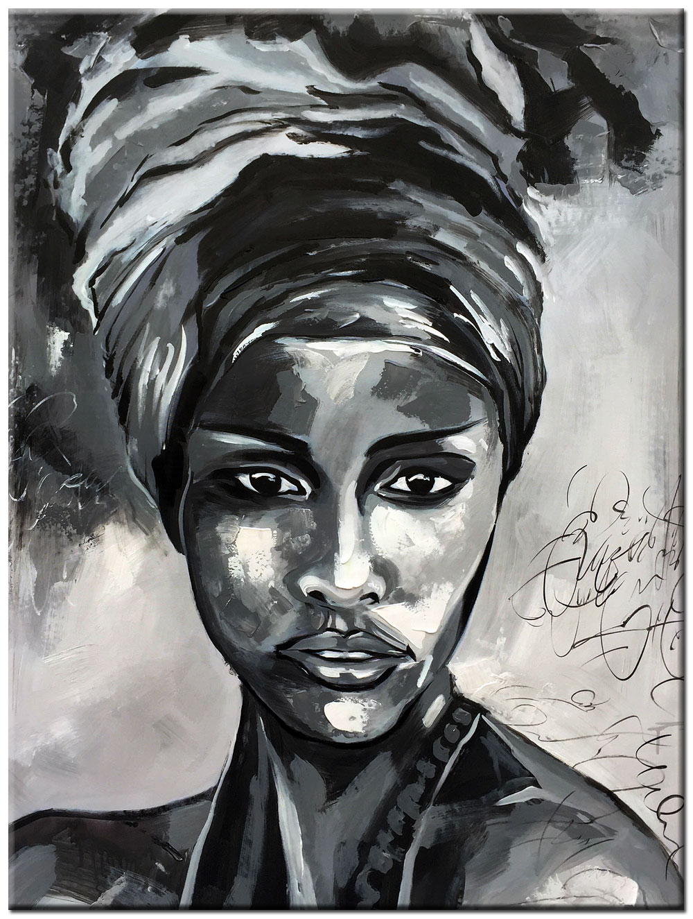 Headwrap Beauty dame modern schilderij 90x120cm