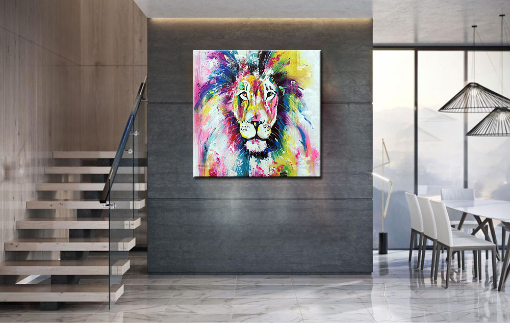 Leeuw modern schilderij - Afbeelding 2