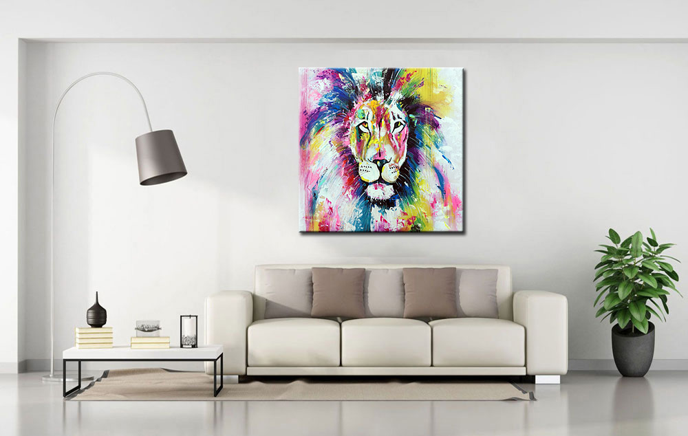 Leeuw modern schilderij - Afbeelding 3