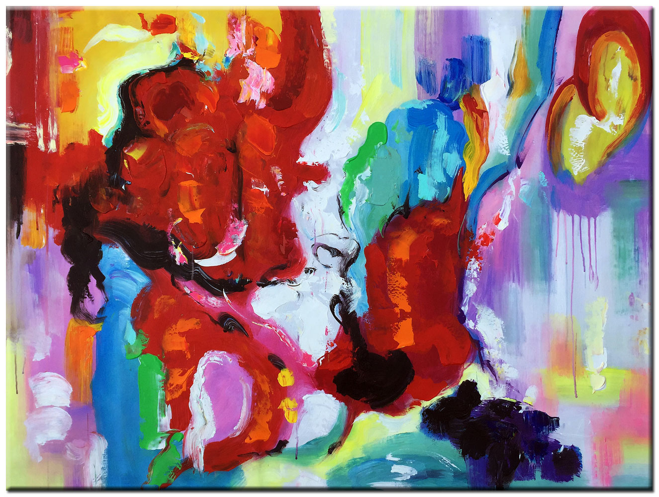 Fleurig abstract modern schilderij 120x90cm