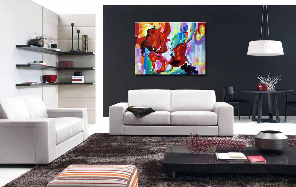 Fleurig abstract modern schilderij 120x90cm - Afbeelding 4