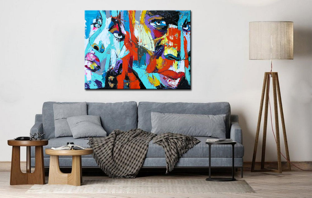 Figuratief modern schilderij Kleurrijke Gezichten 120x90cm - Afbeelding 4