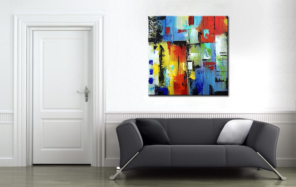 Blocks abstract modern schilderij - Afbeelding 4