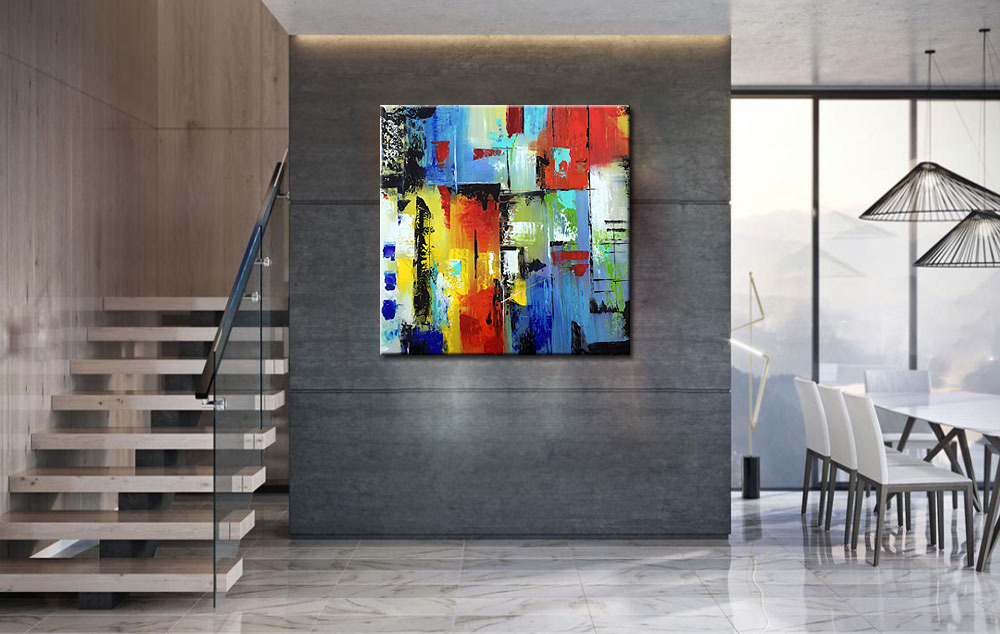 Blocks abstract modern schilderij - Afbeelding 3