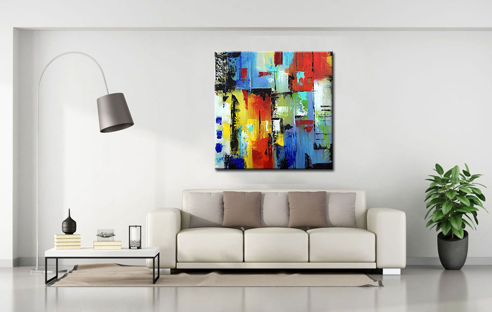 Blocks abstract modern schilderij - Afbeelding 2