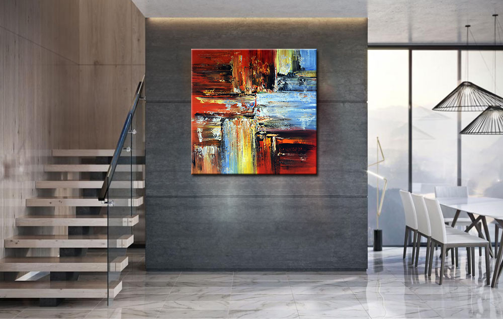 Belichten abstract schilderij 100x100cm - Afbeelding 3