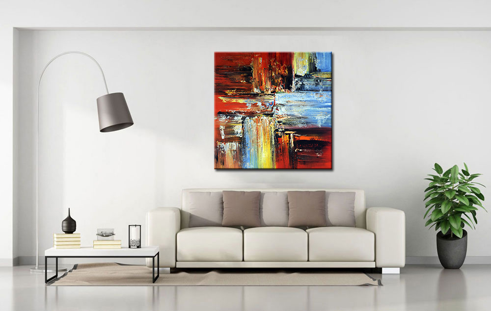 Belichten abstract schilderij 100x100cm - Afbeelding 2