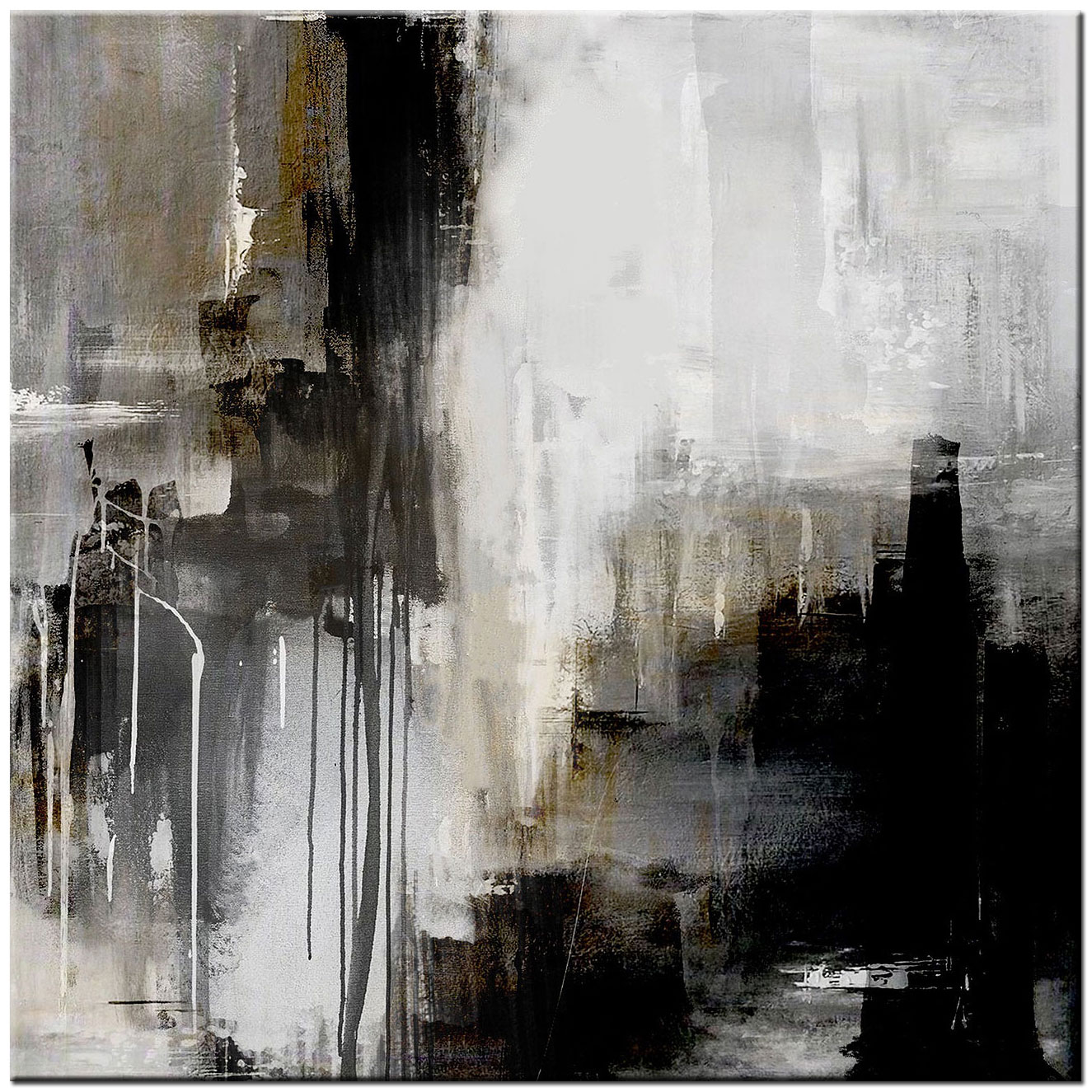 Abstract schilderij Grijze Mist 100x100cm