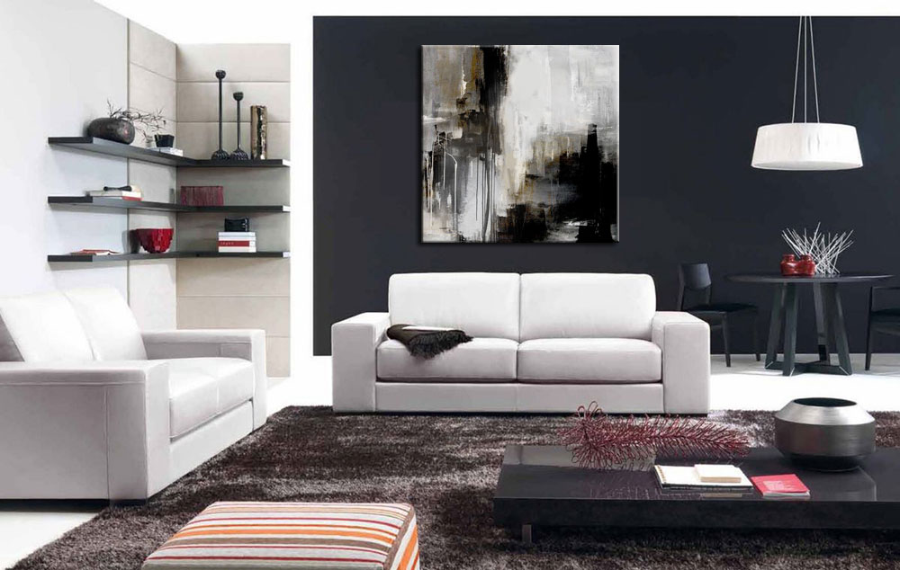 Abstract schilderij Grijze Mist 100x100cm - Afbeelding 4