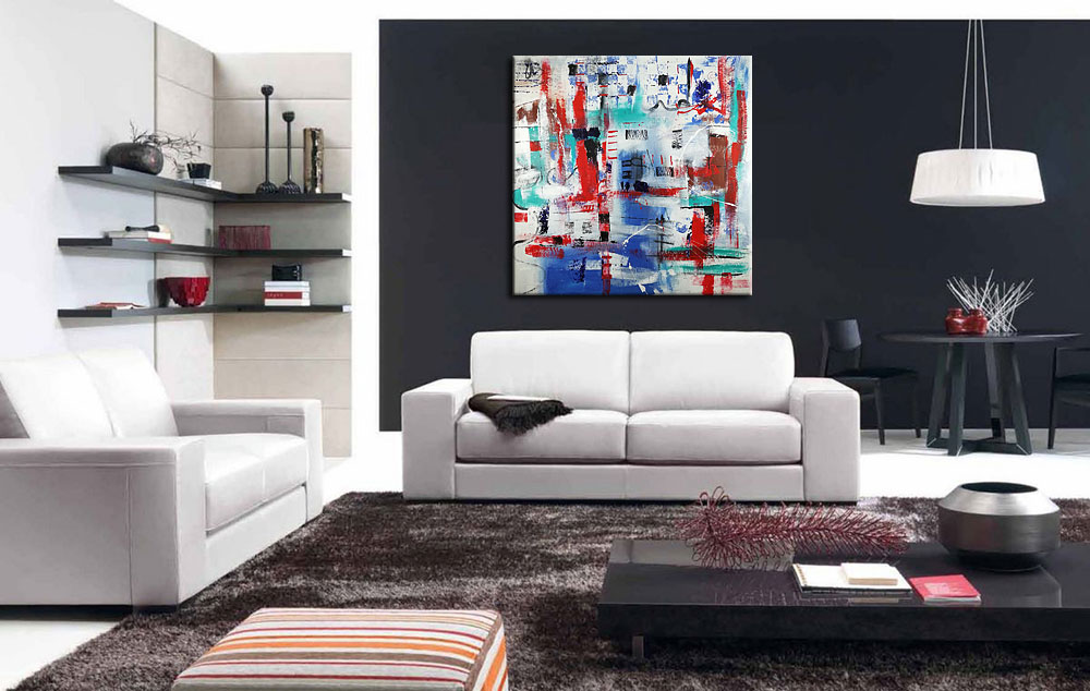 Enfriamiento modern abstract schilderij 100x100cm - Afbeelding 2